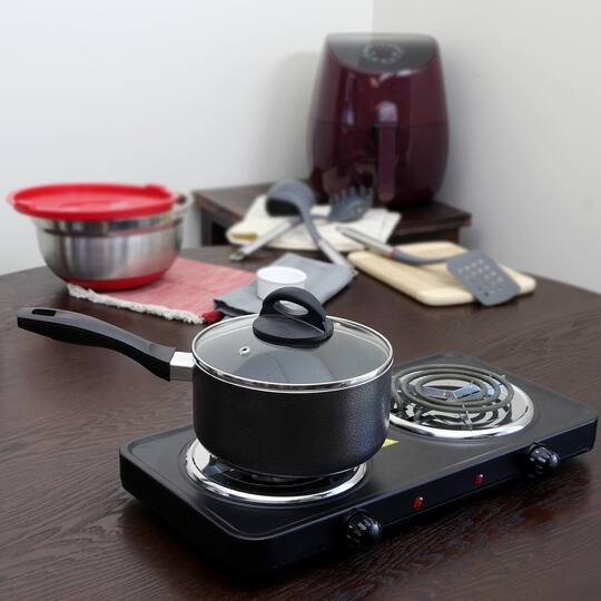 Oster Clairborne 2.5qt. Charcoal Gray Aluminum Sauce Pan with Lid